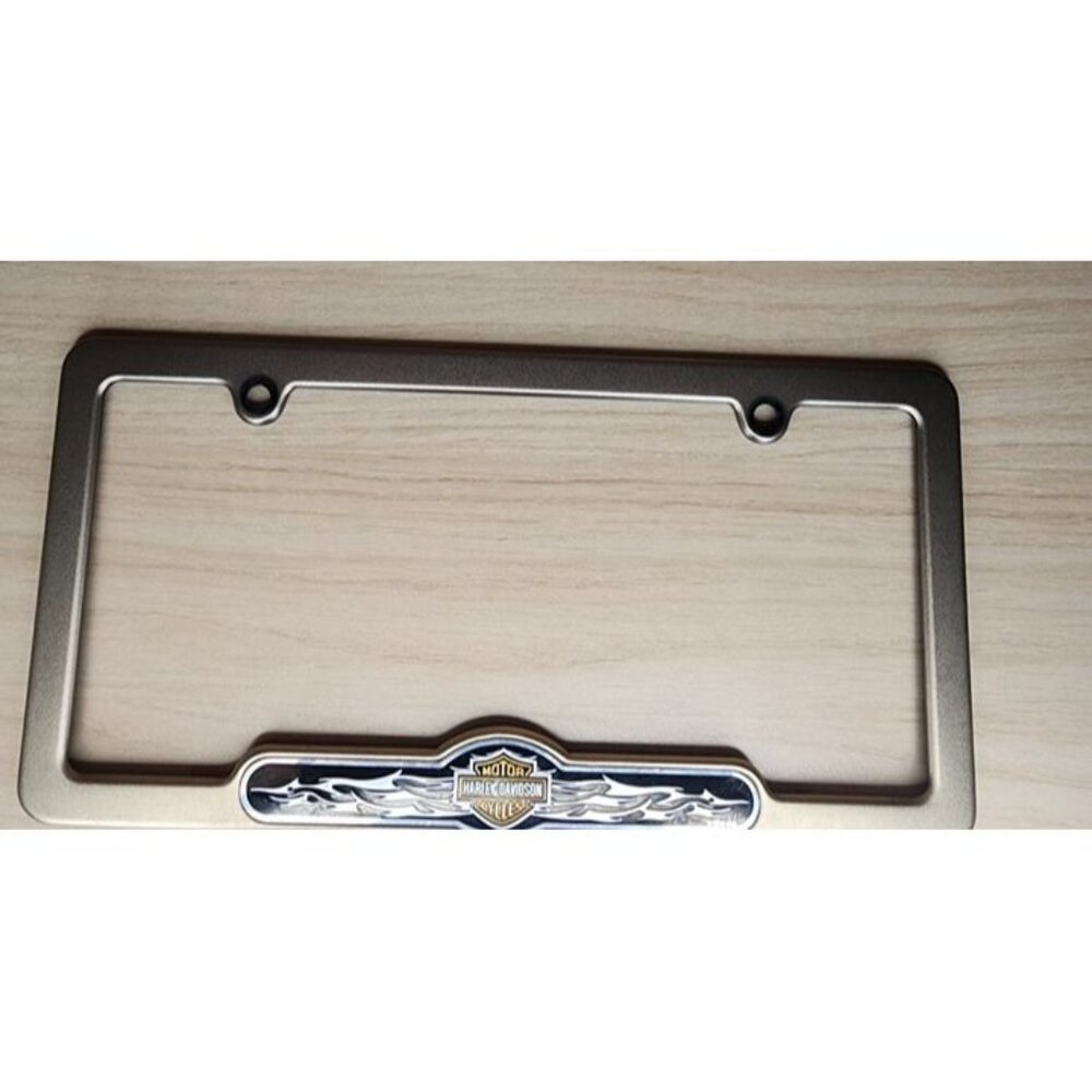 Harley Davidson Chrome License Plate Tag Frame Medal Black,Orange